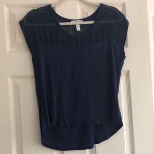 Navy cap sleeve top
